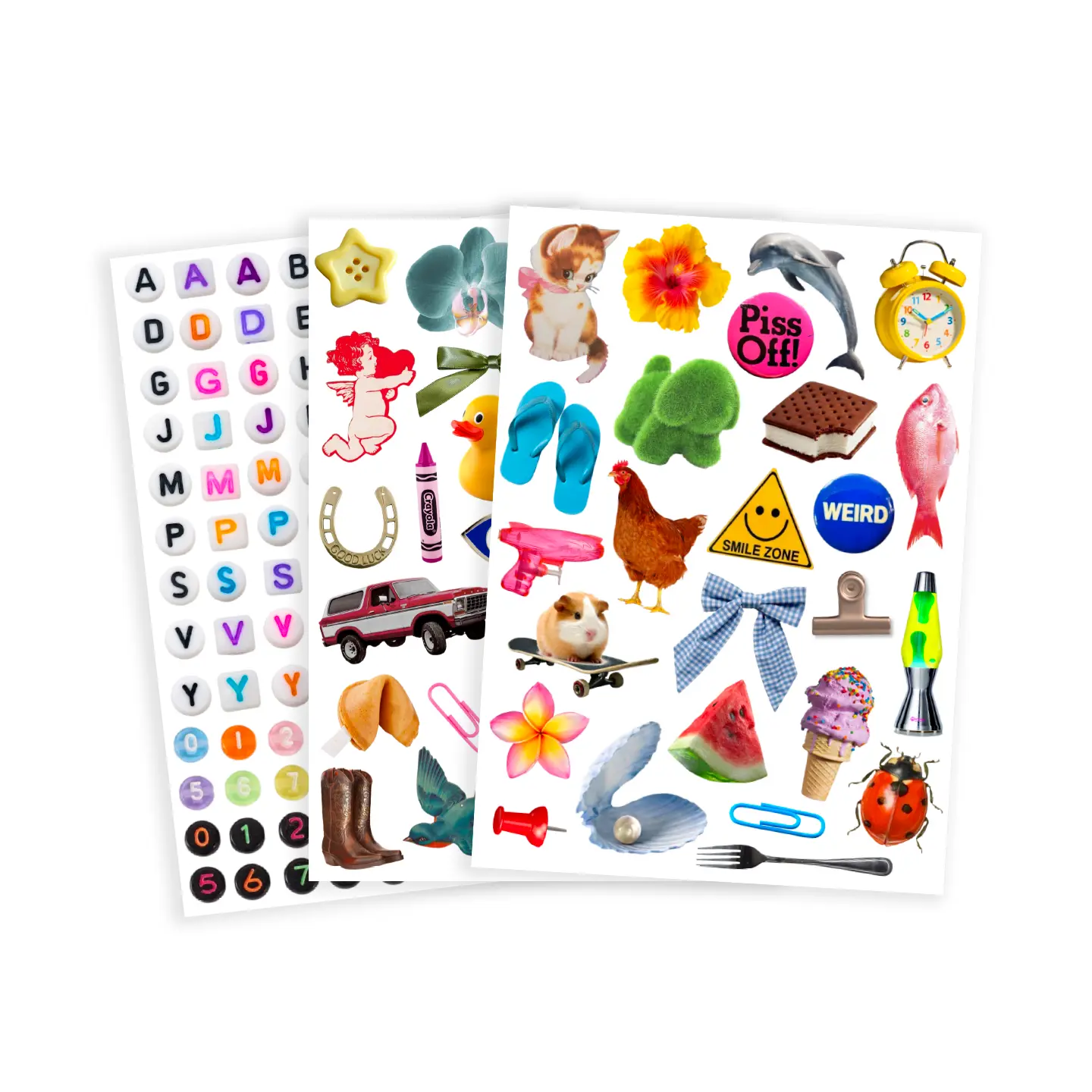 Cute Aesthetic Sticker Sheets for Instant Cameras & Journals | Retro Waterproof Vinyl Decal Pack (3 Sheets) for Lola Camera, Scrapbook & DIY Customization