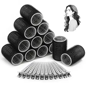 Hair Curlers Rollers, 12Pcs Hair Rollers Hair Curlers Self Grip Holding Rollers with 12 Pcs Hair Clips for Long Medium Short Thick Fine Thin Hair Bangs Volume