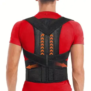 1pc Adjustable Back Brace for Men & Women - Upper & Lower Back Support with Lumbar Stability, Breathable Mesh Design, Ergonomic Fit for Posture Correction &, Posture Corrector, Sleek Back Brace, Secure Strap Closure Adjustable Dual Back Sup