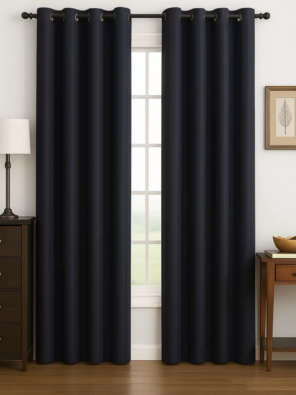 Faux Silk Curtain Panel – 2 Panel Set, Each 54x84", 8 Grommets, Elegant Light Filtering Drapes