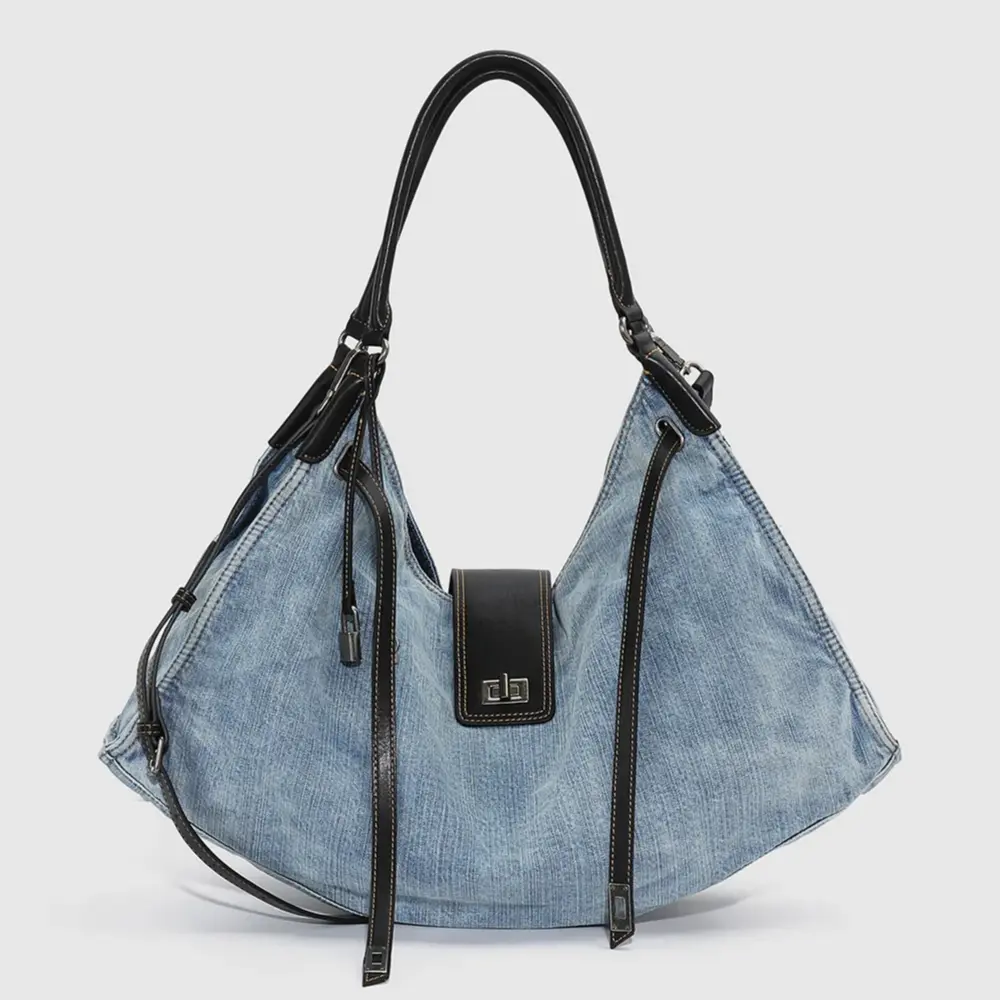 URBAN REVIVO 2026 Oversize Gradient Casual Crossbody/Shoulder Bag for Women - UAWB60100 Leather Bag with Textile Shell, Shoulder Strap & Chain Detail, 56cm Medium Thickness, Casual Shoulder Bag summerwins,summerwins