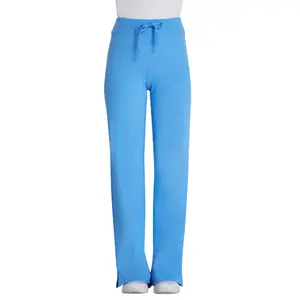 Women’s High Waisted Nurse Scrub Pants with Drawstring – Stretchy Straight Leg Medical Work Trousers