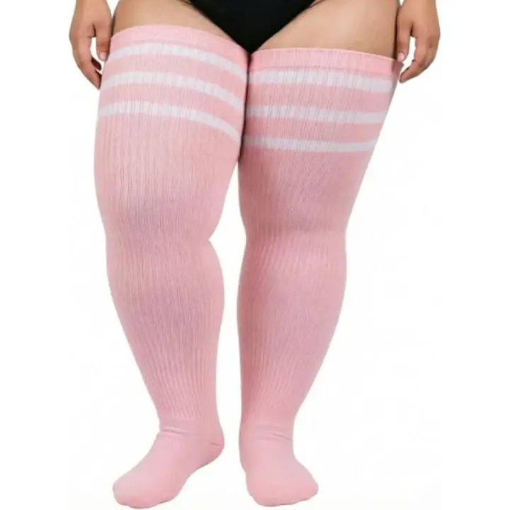 Women's Plus Size Fashion Everyday Thighhighs - Breathable Soft Cotton Striped Over-The-Knee Socks with Belts, Fashion Accessories, Breathable Soft Socks, Thigh Highs, Skirts, Leg, Yoga, Lady, Casual Wear
