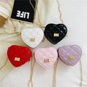2026 New Kids Heart-Shaped Jelly Crossbody Bag, Cute Quilted Chain Shoulder Purses, Mini Zipper Handbag for Little Girls’ Dress Up & Daily Play,summervibes