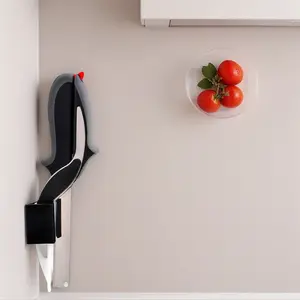 2-in-1 kitchen scissors for food stainless steel blades with a plastic cutting board featuring a safety lock clip | , fruit and vegetable slicer  convenient, practical kitchen scissors for cutting meat and cheese  Knife Multi-Purpose Multifunctional Set