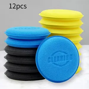 12Pcs Car Foam Sponge Wax Applicator Cleaning Detailing Pads Car Waxing Polishing Pad Home Car Wash Care 10cm Car Cleaning Kit