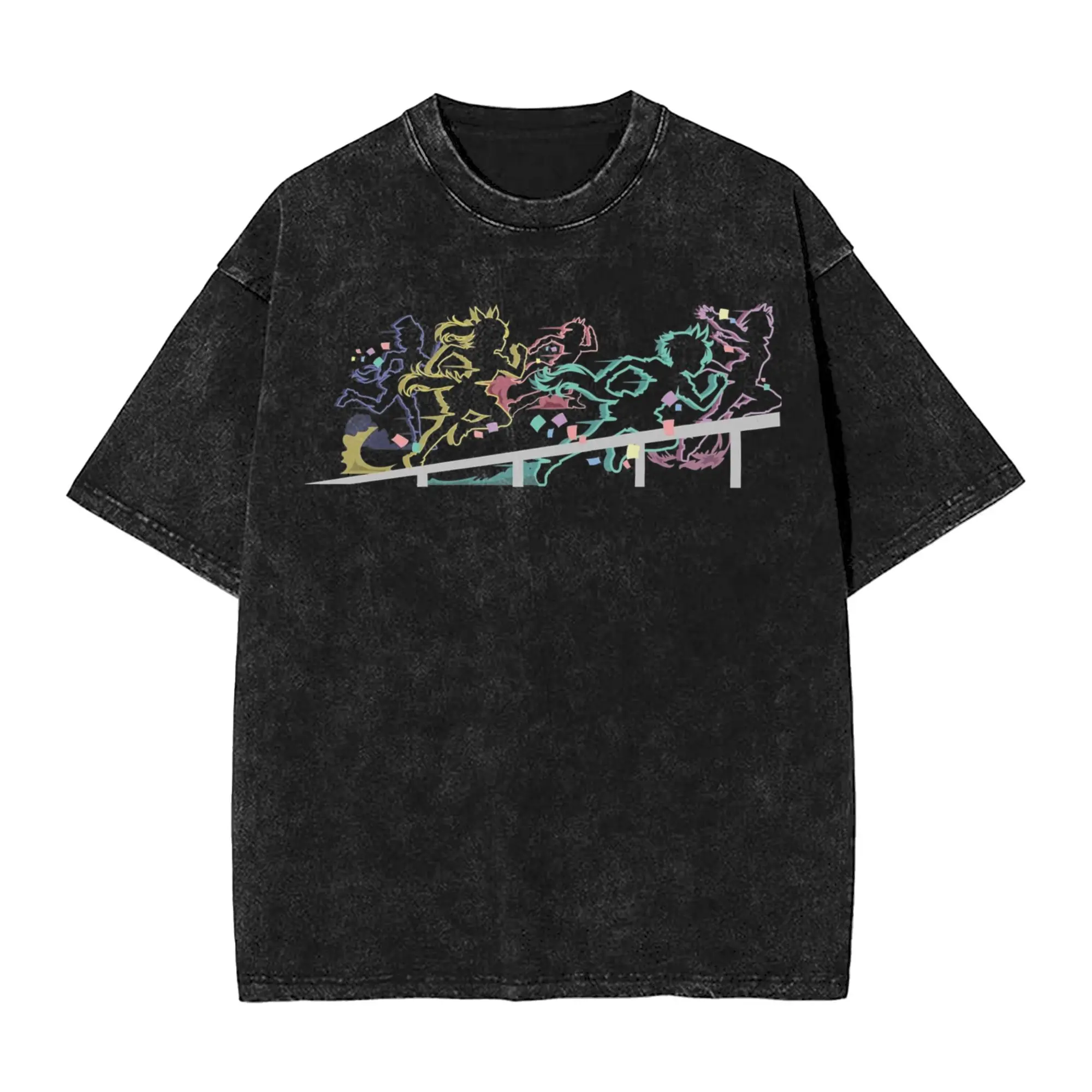 valentine shirts UmaMusu Haru Urara Uma 3Musume T Shirts Hip Hop Washed Oversize T-Shirt  Vintage for Men Women Tops Streetwear Printed Tops Tees