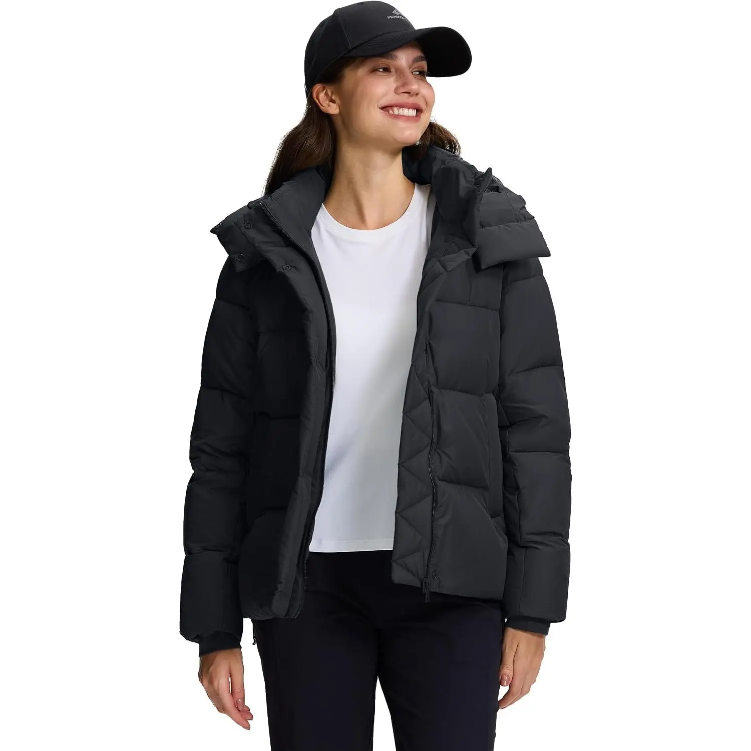 Pioneer Camp Women's Quilted Puffer Jacket, Warm Winter Coat Insulated Full Zip Hooded Jacket Pockets Outerwear Casual
