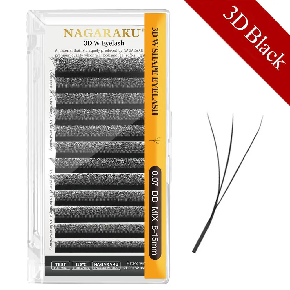 NAGARAKU 0.05 0.07 0.10mm Automatic Flower W Shape 3D Premade Fans Natural Soft Individual Lashes Full Dense Faux Mink Cluster 2026 New