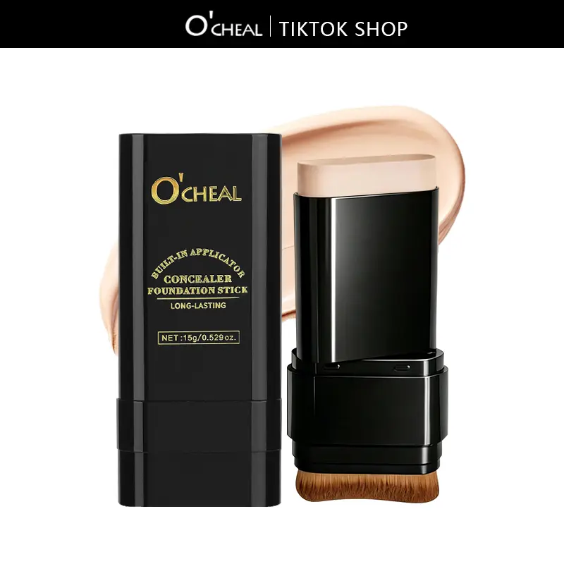 O'CHEAL Dual-Ended Foundation & Concealer Stick, Waterproof Oil-Control Cream Cosmetic for Flawless Coverage & Contouring, For All Skin Types, Cover Cream Stick