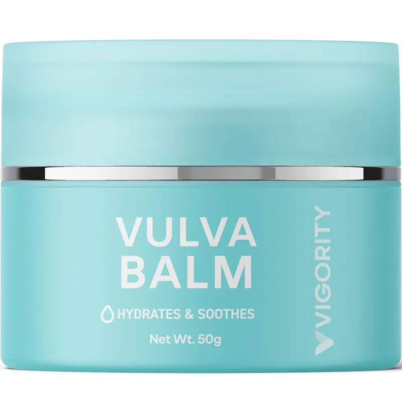 Vigority Vulva Balm - Women's Intimate Wellness Feminine Creams & Moisturizers, Body Care Cosmetic for Menopause Support, Moisturizing Hydrating Relief for Dryness, Itch, Odor, Irritation with Beeswax, Shea Butter, Emu Oil