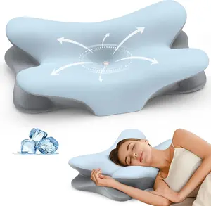 Besyodo Contoured Memory Foam Cervical Neck Pillow - 2-Heights, Ergonomic Orthopedic Design for Pain Relief, Neck Support, Cooling Sleep, Side Sleep and Back Sleepers