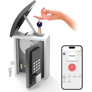 Key Lock Box Wall Mount with Key Drop Slot,  Digital Lockbox, OTP/APP //Fixed Code/Key Unlock, Key Safe  Storage for House Outside, Realty Business, Apartment, Store