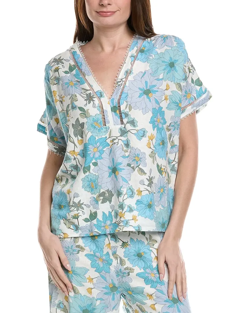 philosophy Printed Linen-Blend Blouse