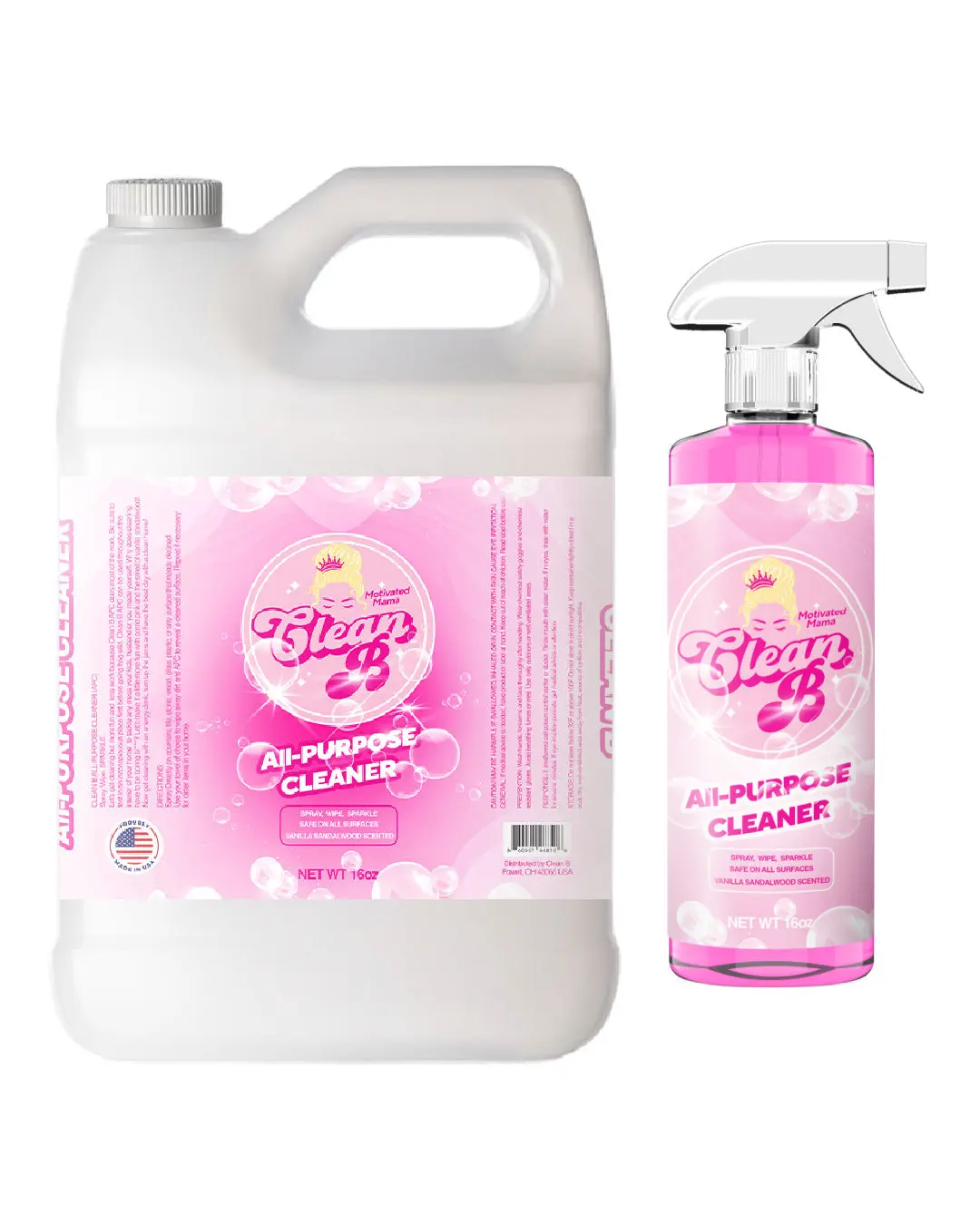 Clean B 1 Gallon Container & 16 oz Bottle Combo Pack cleaning supplies