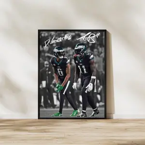 AJ Brown & Devonta Smith Eagles Art Philadelphia Football Poster, Football Wall Decor Sports Fan Gift, for Sports Fans & Home Office Display, Poster Football Gifts - Unframed