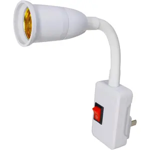 E27/E26 Plug in Light Bulb Socket Adapter Extender with On/Off Switch, Outlet to Socket Adapter Extension