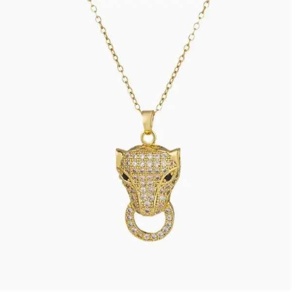 Leopard Pendant Necklace for Women – Micro Pavé Zirconia Animal Collarbone Chain, Minimalist Light Luxury Fashion Jewelry, Edgy High-End Everyday Accessory