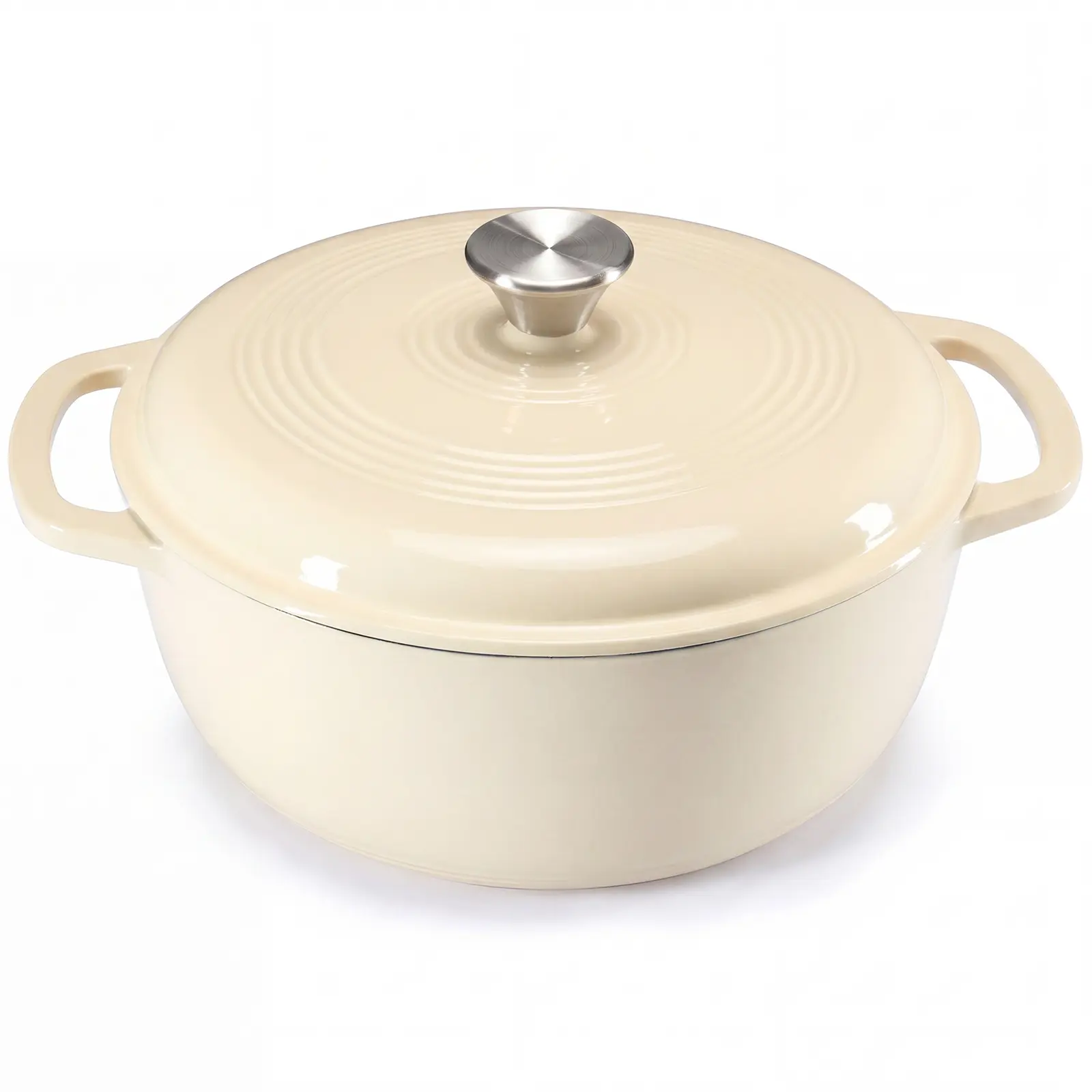 Cast Iron Dutch Oven, 6 Quart Pot with Lid, Enameled Heavy Duty Cookware, Oven Safe to 500°F, Perfect for Bread Baking, Stews and Roasting, Moisture Sealing Lid with Dual Handles
