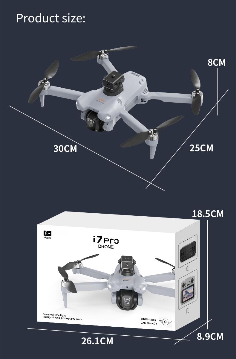 CJC i7 PRO Brushless Drone with 1080P HD Dual Camera, 4CH 2.4GHz Remote Control, Intelligent Obstacle Avoidance, Optical Flow Positioning, Foldable Design, 12 Minutes Flight Time Quadcopter Folding