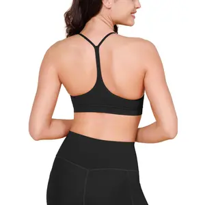 ODODOS Cloud Feeling Y Racerback Sports Bra for Women Wirefree Padded Strappy Yoga Bra Activewear Gym Clothes Workout summerwins