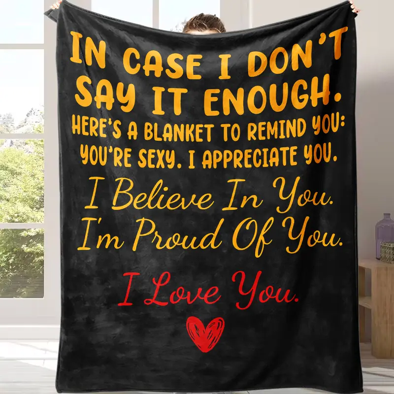 Ultra Soft Flannel Throw Blanket - Valentine Romantic "I Love You" Letter Reminder, All-Seasons Lightweight Cozy Cover, Sentimental Couple Gift, Ideal for Bedroom Sofa