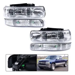 Headlights+Signal Light Fit For 99-02 Chevy Silverado 00-06 Tahoe Suburban New