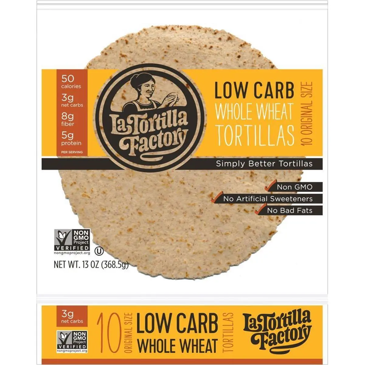 212 MAIN Whole Wheat Low-Carb Flour Tortillas - 7 in, 13 oz, Round, Pack of 10