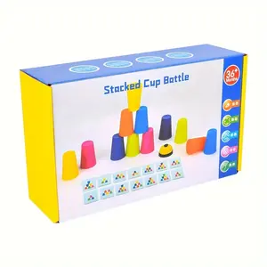 Intelligence Development Card Game Stack Cup Puzzle Toy, Two-Person Competition Educational Tool, Fast Stacking Cups Teaching Aid