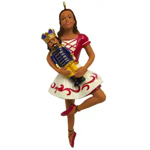 African American Clara on Pointe with Nutcracker Ornament 4 inch