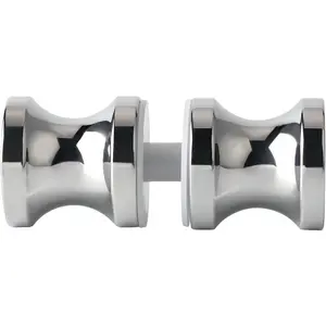 Shower Door Handle, Sliding Shower Doors Knob, Heavy Duty Solid SUS304 Stainless Steel Knob, Double Sided Pull Hardware Replacement Parts for Bathroom Glass Doors, Polished Chrome