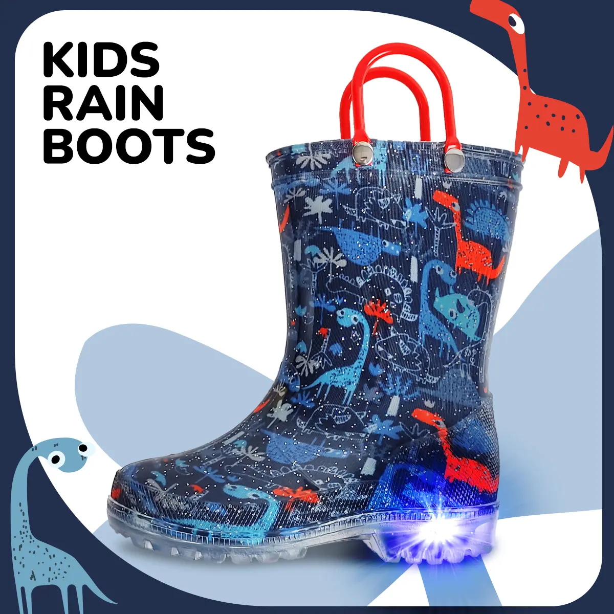 Light Up Dinosaur Rain Boots – Perfect for Rainy Days