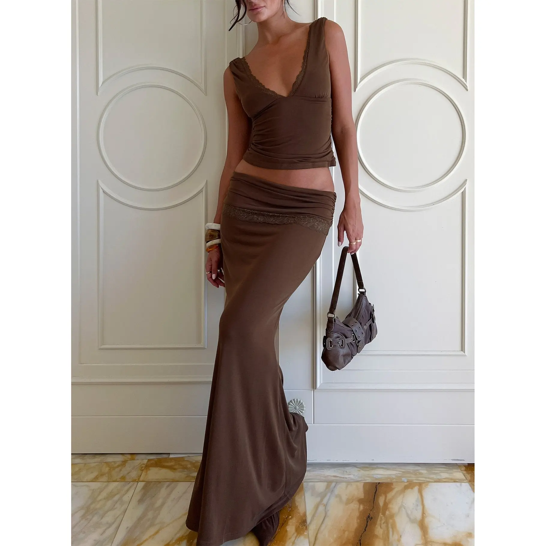Zespri Jersey Maxi Skirt Brown