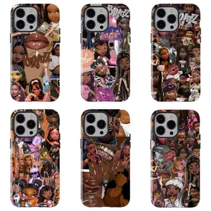 B-bratz Millennium Girl Phone Case, Brown Skin Sweet and Cool Girl Style Shockproof Protective Cover for iPhone 16/15/14/13/12/11/17 ProMax Plus for Samsung phones， an excellent choice for Christmas and Thanksgiving.A gift for the fans