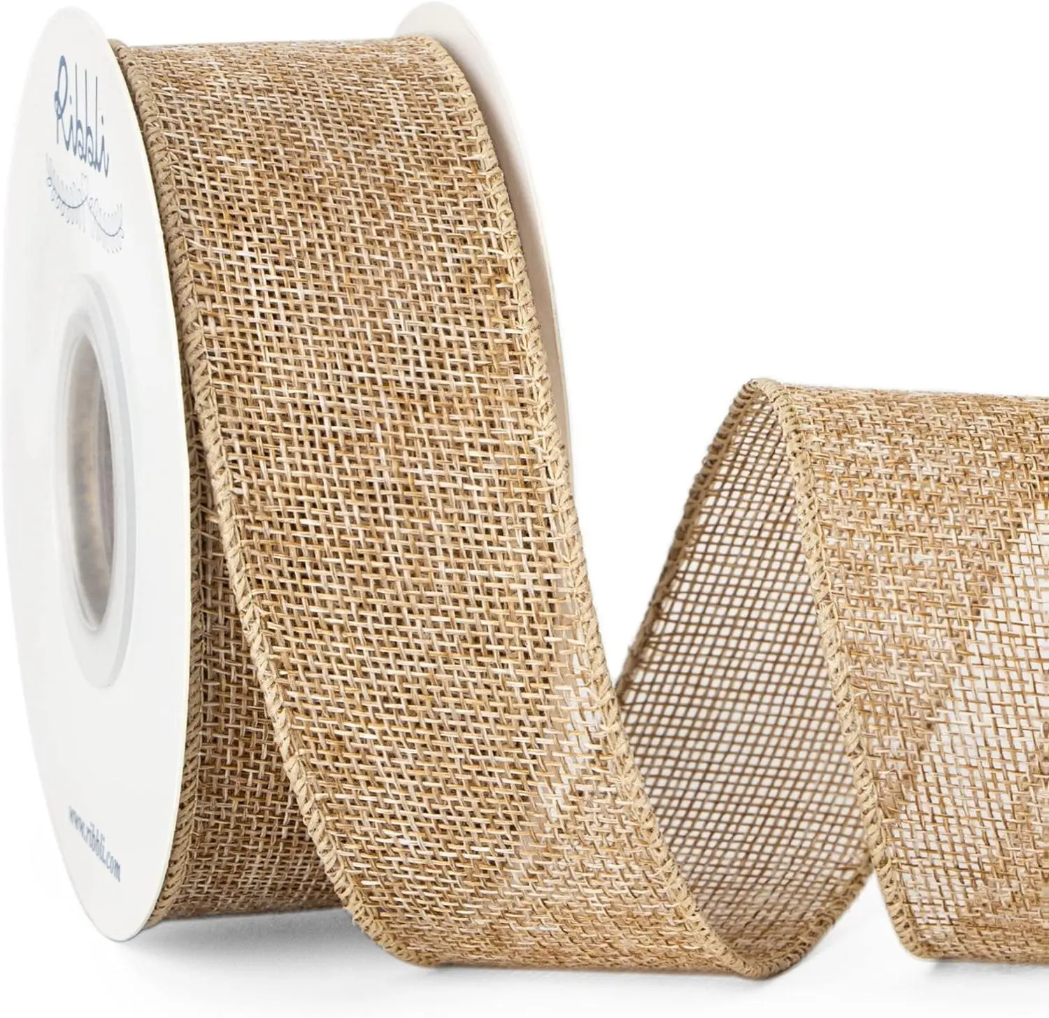 Burlap Wired Edge Ribbon,1-1/2 Inch x 10 Yard,Natural,Solid for Big Bow,Wreath,Tree, Outdoor Decoration