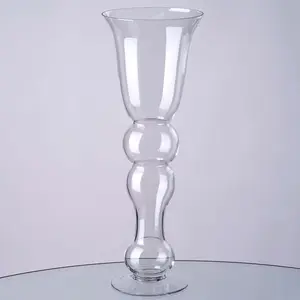 4-Pack Glass Trumpet Vases Pilsner Curved Design 20" Clear - Decorative Floral Wedding Centerpieces