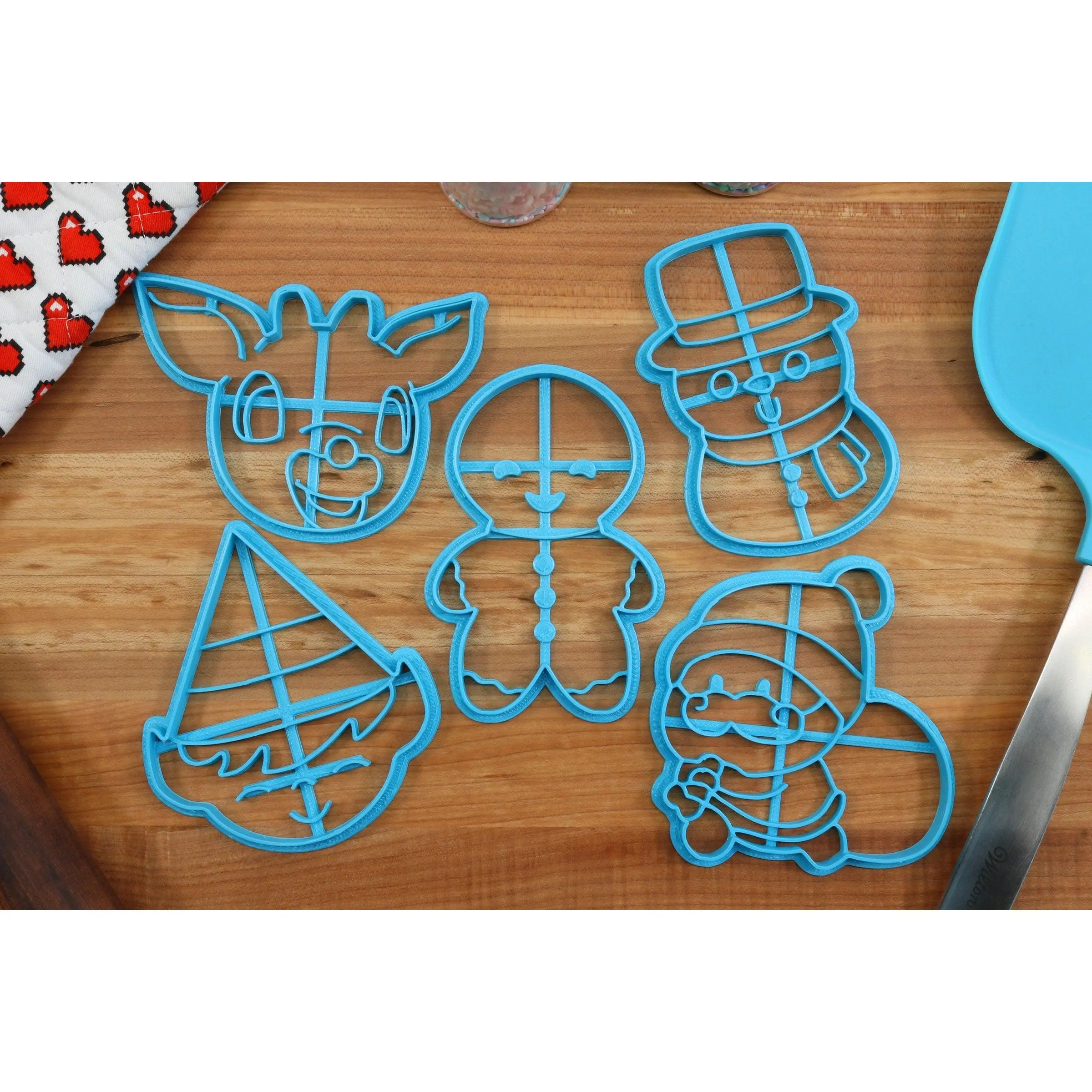 Cute Christmas Cookie Cutters - Christmas Elf, Christmas Frosty, Christmas Gingerbread, Christmas Rudolph, Christmas Santa