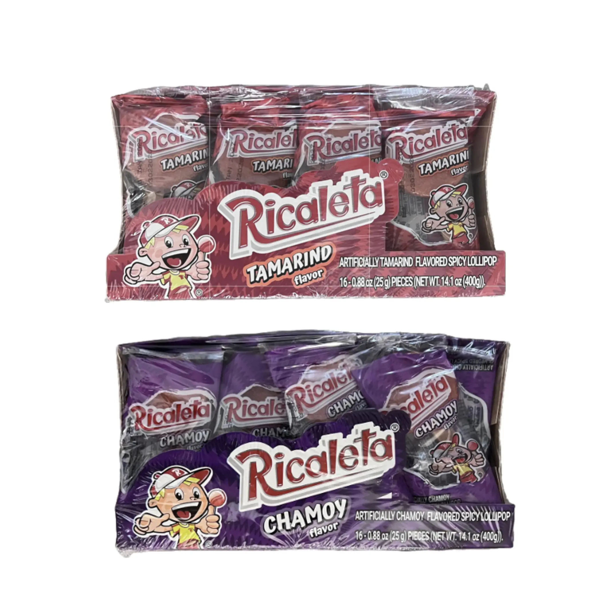 Ricaleta Tamarind Flavored Lollipops Mexican Traditional Candy 16 Pieces