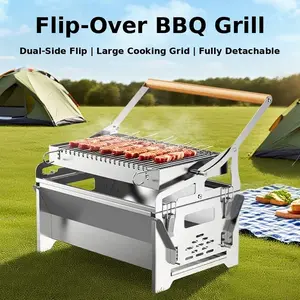 Portable Flip-Over Charcoal BBQ Grills – Outdoor BBQ – 304 Stainless Steel