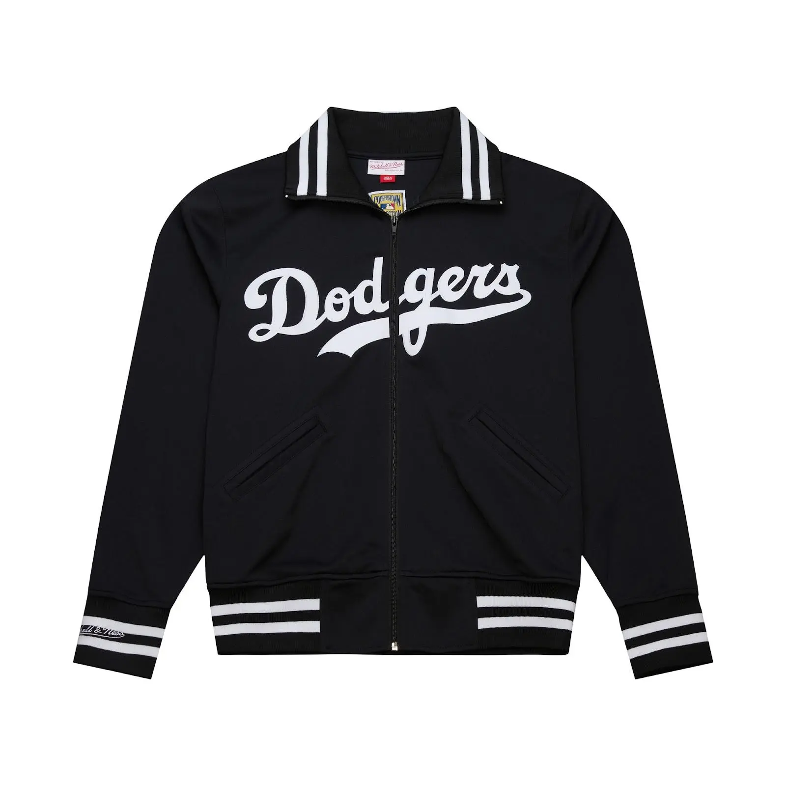 Los Angeles Dodgers Black Mitchell & Ness Cooperstown Vintage Logo Replica Batting Practice Jacket MLB Throwback Outerwear Fan Gear