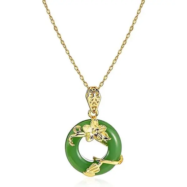 Virelyn B Jade Necklace for Women Buddha Jade Necklaces Green Crystal Necklace Lucky Buddha Jewelry Gifts for Women
