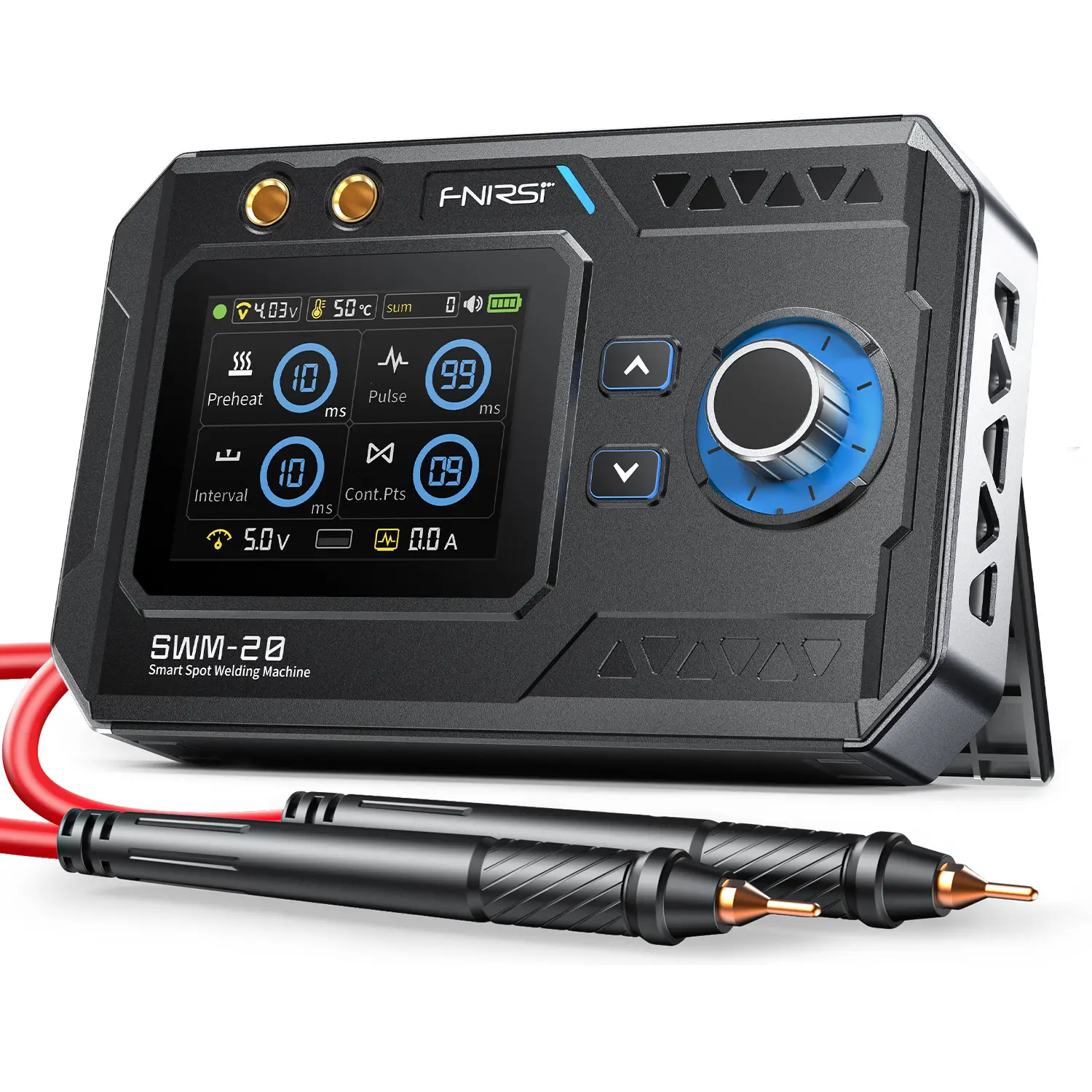 FNIRSI SWM-20 Handheld Power Tool 1200A Double Pulse Output for 0.1-0.5mm Metal Strip DIY Pack 5000mAh Battery USB-C Charging