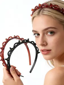 2pcs Women Floral Fashion Hair Accessories Set, Four Leaf Clover Casual Geometric Design Headbands & Clips, Perfect for Weddings Parties Daily Wear