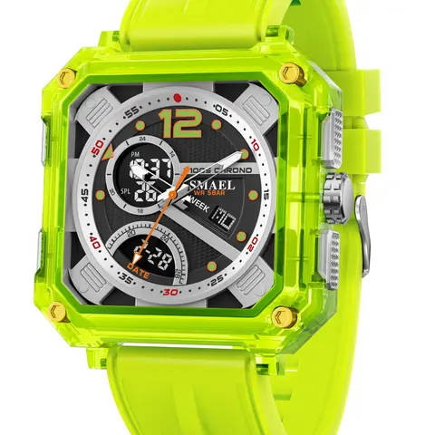 Smael Men's Military Style Watch, 50m Waterproof, Chronograph, Alarm, LED Backlight, Multifunctional Electronic Sports Watch, Digital Watches, Quartz Waterproof Watch, Waterproof Quartz Wristwatch