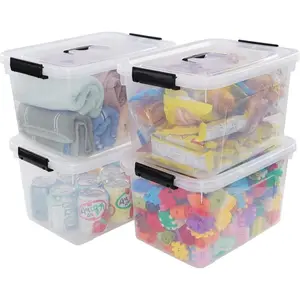 5 Liter Clear Storage Box 4Pack Plastic Latching Box with Lid
