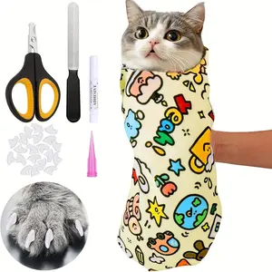 Pet Grooming Wrap Cloth, Soft Self-Adhesive Pet Protection Cover, Restricts Cat Activity, Convenient Nail Trimming, Feeding, Cleaning