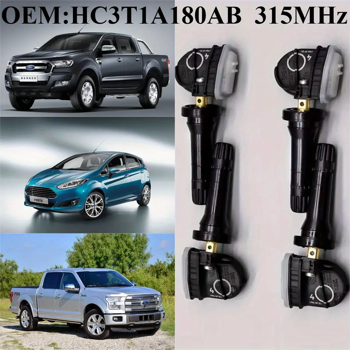 1Pcs/4Pcs OEM HC3T1A180AB 315MHz TPMS, Tire Pressure Monitoring, Tire Pressure Sensor For FORD:ECOSPORT(18-22)/EDGE(15-23)/E-Series/EXPLORER(16-19)/F-150(15-16)/FIESTA/MACH-E/MUSTANG(15-23)/RANGER(19-23)/TRANSIT LINCOLN:MKX(16-21), NAVIGATOR