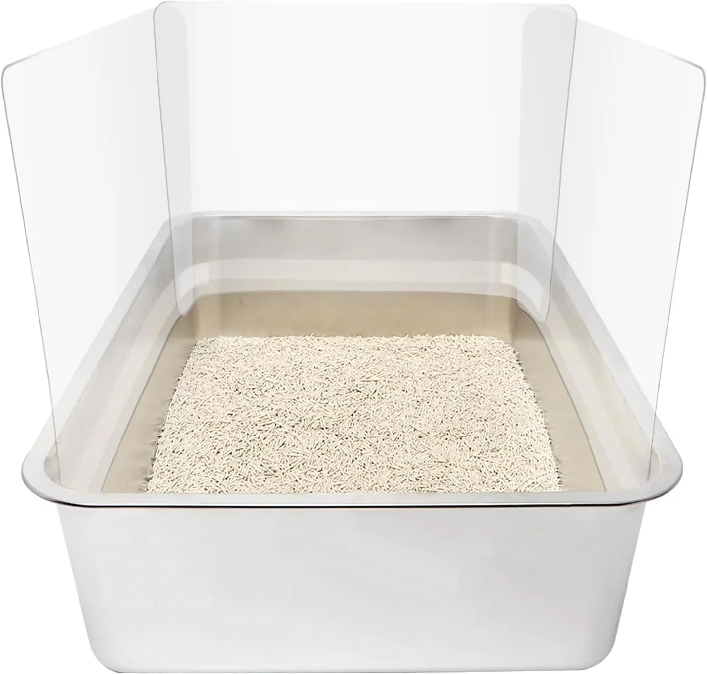 Stainless Steel Cat Litter Box Pee Shields for Open-Top Litter Pan (14.5"x11.5") - Set of 3