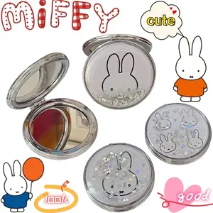 New Miffy Rabbit Mirror High Color Value Cartoon Printing Creative Student Portable Folding Handheld Beauty Double-sided Mirror