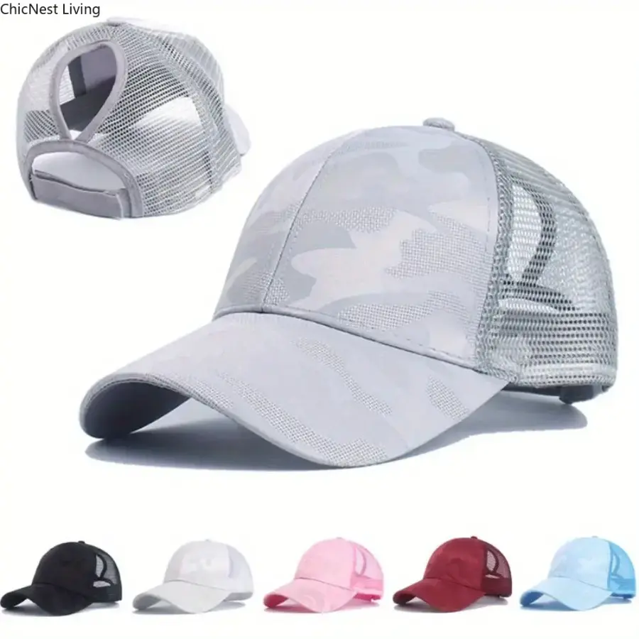 Women's Classic Trucker Hats - Cooling Breathable Cotton Summer Casual Hats, Mesh Design, Ponytail Cutout, Multi-Color, Gender-Neutral Sunshade for Adults (1-Piece/2-Piece Options), Accessories for Women, Breathable Wear, Classic Trucker Hat, Trucker Hats